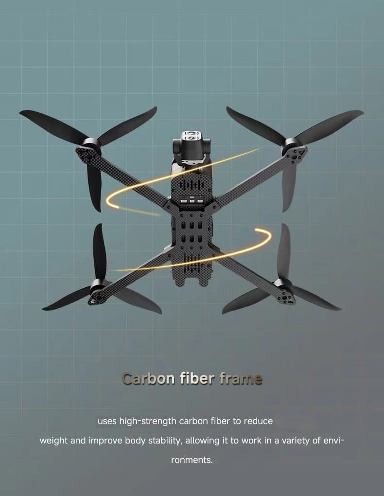 Carbon Fibre Fuselage Drone - Dynamic AI Tracking, 3KG Load.