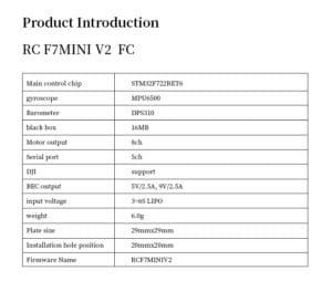 D-F722MINI V2 Flight Controller MPU6500/MPU6000 OSD Barometer 16M BlackBox for Racing Drone